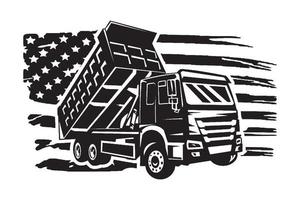 dumpa lastbil med USA flagga design vektor