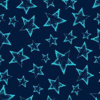 Nahtloses Muster mit handgezeichneten blauen Sternen auf blauem Hintergrund. abstrakte Grunge-Textur. Vektor-Illustration vektor