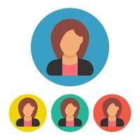uppsättning av fyra affärskvinna ikoner på färgrik cirkel. människor ikon i platt stil. vektor illustration