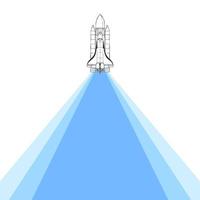 Raketenlichtspur. Shuttle von Hand mit einem Lichtstrahl gezogen. Vektor-Illustration vektor