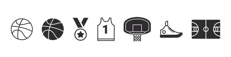 basketboll ikoner uppsättning. basketboll tecken. basketboll element för design. vektor ikoner