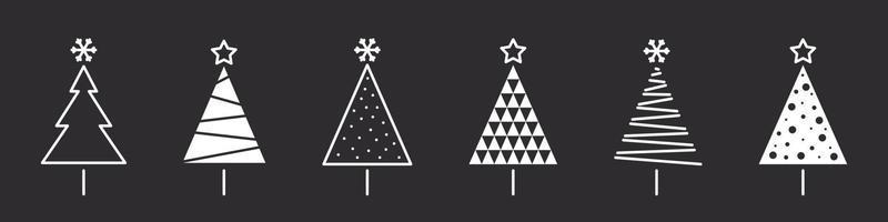 jul träd. modern jul ikoner. xmas tecken. samling av konceptuell jul träd. vektor illustration