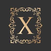 Luxus-Buchstaben-Logo mit Vintage-Barock-Ornament-Rahmen vektor