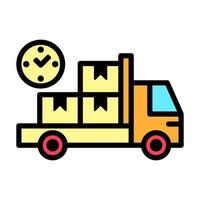 leverans, frakt, sändning, logistisk ikon. lastbil, paket låda vektor