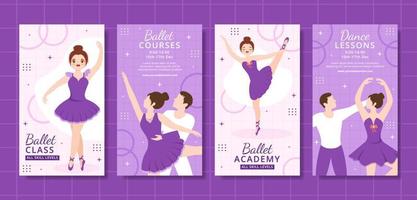 balett eller ballerina social media berättelser tecknad serie hand dragen bakgrund mallar illustration vektor