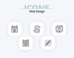 Webdesign-Linie Icon Pack 5 Icon-Design. Video. Browser. Bleistift. Web-Design. ansprechbar vektor