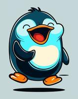 lustiger glücklicher netter glücklicher lächelnder pinguin. vektor, flache, karikatur, kawaii, zeichen, abbildung, symbol. isoliert auf weißem Hintergrund. tierisches Pinguin-Maskottchen-Konzept vektor