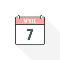 7:e april kalender ikon. april 7 kalender datum månad ikon vektor illustratör