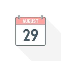29: e augusti kalender ikon. augusti 29 kalender datum månad ikon vektor illustratör