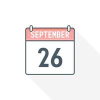 26. September Kalendersymbol. 26. september kalenderdatum monat symbol vektor illustrator