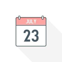 Kalendersymbol vom 23. Juli. 23. Juli Kalenderdatum Monat Symbol Vektor Illustrator