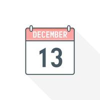 13: e december kalender ikon. december 13 kalender datum månad ikon vektor illustratör