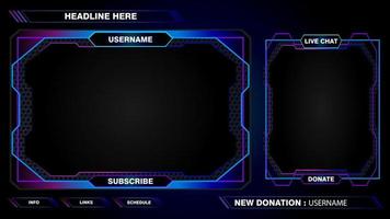 Spiel-Live-Stream-Schnittstellen-Overlay-Frames für Gamer-Broadcast-Design. Vektor eps10