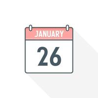26: e januari kalender ikon. januari 26 kalender datum månad ikon vektor illustratör