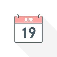 19:e juni kalender ikon. juni 19 kalender datum månad ikon vektor illustratör