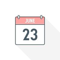 23: e juni kalender ikon. juni 23 kalender datum månad ikon vektor illustratör