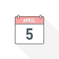 5. April Kalendersymbol. 5. april kalenderdatum monat symbol vektor illustrator