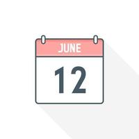 12th juni kalender ikon. juni 12 kalender datum månad ikon vektor illustratör