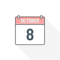 8:e oktober kalender ikon. oktober 8 kalender datum månad ikon vektor illustratör