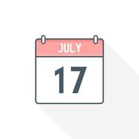 Kalendersymbol vom 17. Juli. 17. Juli Kalenderdatum Monat Symbol Vektor Illustrator