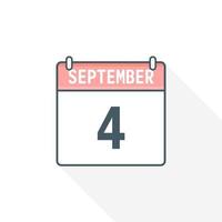 4:e september kalender ikon. september 4 kalender datum månad ikon vektor illustratör