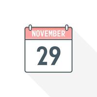 29: e november kalender ikon. november 29 kalender datum månad ikon vektor illustratör