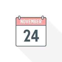 24. November Kalendersymbol. 24. november kalenderdatum monat symbol vektor illustrator