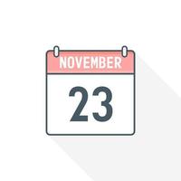 23. November Kalendersymbol. 23. november kalenderdatum monat symbol vektor illustrator