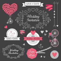 Vektor-handgezeichnete Doodle-Liebessammlung, skizzenhafte Ikonen der Illustration. Großes Set für Valentinstag, Muttertag, Hochzeit, Liebe und romantische Ereignisse. Rahmen, Lorbeeren, Blumen, Vintage-Design vektor