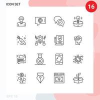 mobil gränssnitt översikt uppsättning av 16 piktogram av morot aning service Glödlampa chattar redigerbar vektor design element