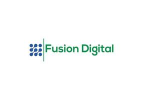 abstrakt fusion digital data teknologi logotyp design vektor