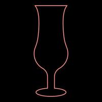 Neon-Cocktailglas roter Farbvektor-Illustrationsbild-flacher Stil vektor