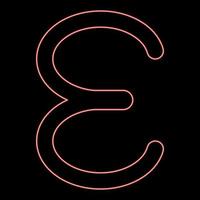 neon epsilon grekisk symbol små brev små bokstäver font röd Färg vektor illustration bild platt stil