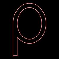 neon rho grekisk symbol små brev små bokstäver font röd Färg vektor illustration bild platt stil