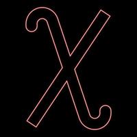 neon chi griechisches symbol kleiner buchstabe kleinbuchstaben schriftart rote farbe vektor illustration bild flachen stil