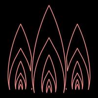 Neon drei Flammen Feuer brennen Lagerfeuer 3 Zungen rote Farbe Vektor Illustration Bild flachen Stil