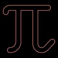 neon pi griechisches symbol kleiner buchstabe kleinbuchstaben schriftart rote farbe vektor illustration bild flachen stil