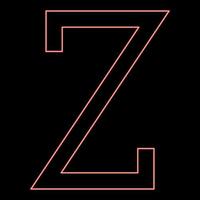 neon zeta griechisches symbol großbuchstabe großbuchstaben schriftart rote farbe vektor illustration bild flachen stil