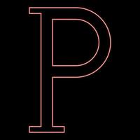 Neon rho griechisches Symbol Großbuchstabe Großbuchstaben Schriftart rote Farbe Vektor Illustration Bild flachen Stil