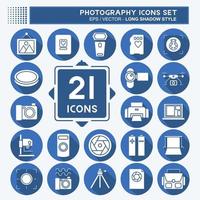 Icon-Set-Fotografie. im Zusammenhang mit Fotografie-Symbol. langer Schattenstil. einfaches Design editierbar. einfache Abbildung vektor