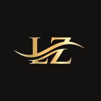 wasserwelle lz logo vektor. Swoosh-Buchstabe lz-Logo-Design für Geschäfts- und Firmenidentität vektor