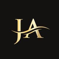 Ja-Logo-Design. Premium-Buchstabe ja-Logo-Design mit Wasserwellenkonzept vektor
