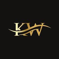 Swoosh-Buchstabe kw-Logo-Design für Geschäfts- und Firmenidentität. wasserwelle kw logo vektor