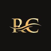 modernes rc-logo-design für geschäfts- und firmenidentität. kreativer rc-brief mit luxuskonzept. vektor