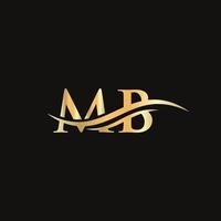 mb-Logo-Design. Premium-Letter-mb-Logo-Design mit Wasserwellenkonzept vektor