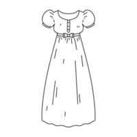 altmodisches Kleid im handgezeichneten Doodle-Stil. skizzieren Sie Doodle-Stil, Tintenfederzeichnung, isoliert schwarz auf weißem Hintergrund. vektor