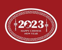 Lycklig kinesisk ny år 2023 år av de kanin vit design abstrakt illustration vektor med röd bakgrund