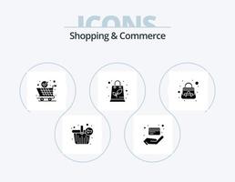 Shopping und Handel Glyph Icon Pack 5 Icon Design. Geldbeutel. Handtasche. weltweite Lieferung. Einkaufen. Tasche vektor