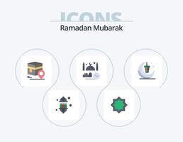 ramadan platt ikon packa 5 ikon design. masjid. tid. stjärna. muslim. stift vektor