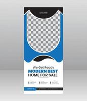 moderner hausverkauf roll-up-banner standee home display oder hochziehen, x-banner-vorlage für immobilienagentur vektor